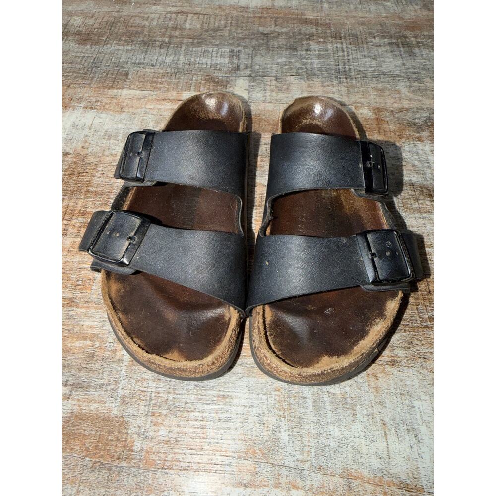 BIrkenstock Arizona Black Sandals Leather Buckle 2-Strap Slides Size EU 37 US 6